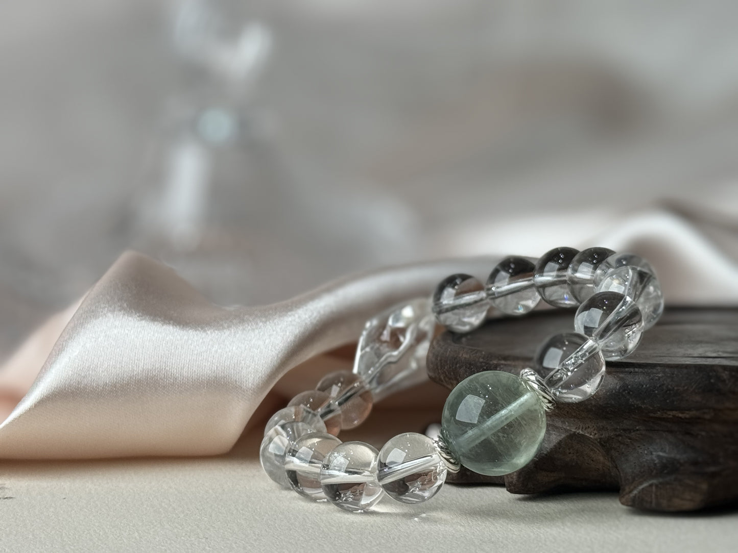 Aquarius✖️Green Fluorite Quartz Stretch-Beaded Bracelet