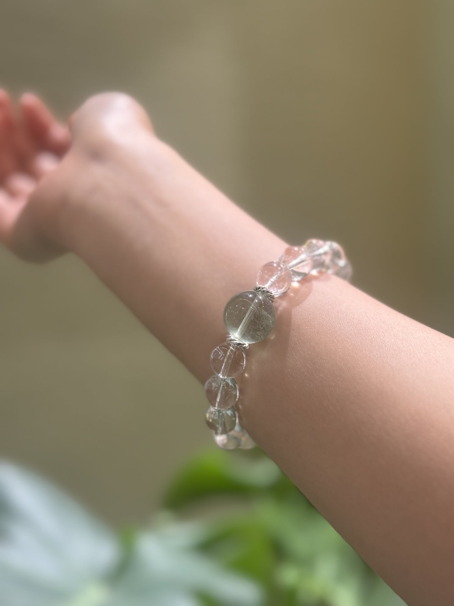Aquarius✖️Green Fluorite Quartz Stretch-Beaded Bracelet