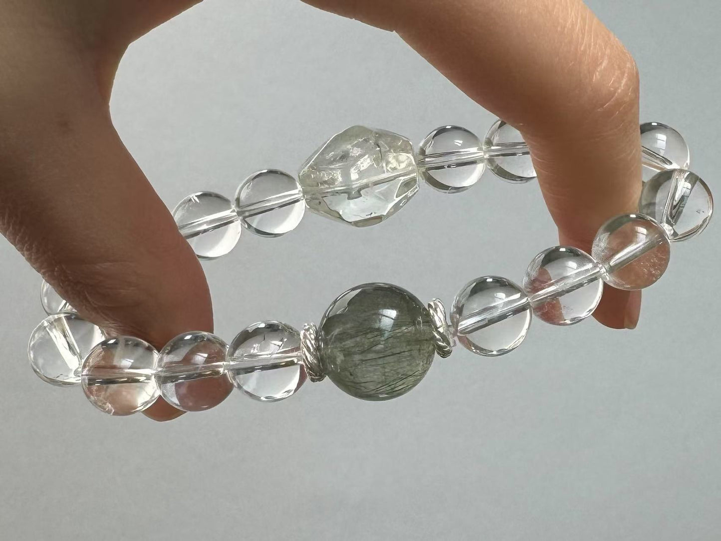 Capricorn✖️Green Rutilated Quartz Stretch-Beaded Bracelet
