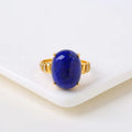 Vintage Lapis Lazuli Ring – Zircon Halo Gold Statement Ring with Auspicious Cloud Engraving
