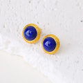 Natural Lapis Lazuli Stud Earrings in 925 Sterling Silver