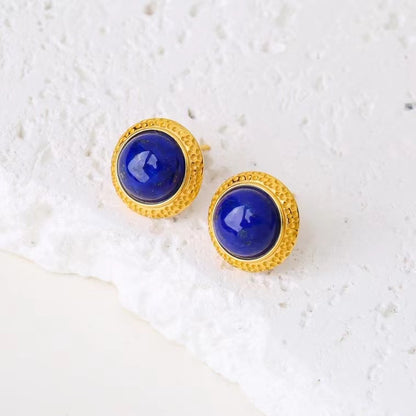 Natural Lapis Lazuli Stud Earrings in 925 Sterling Silver