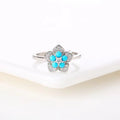 Natural Turquoise Flower Ring in S925 Sterling Silver – Floral Blue Gemstone Ring