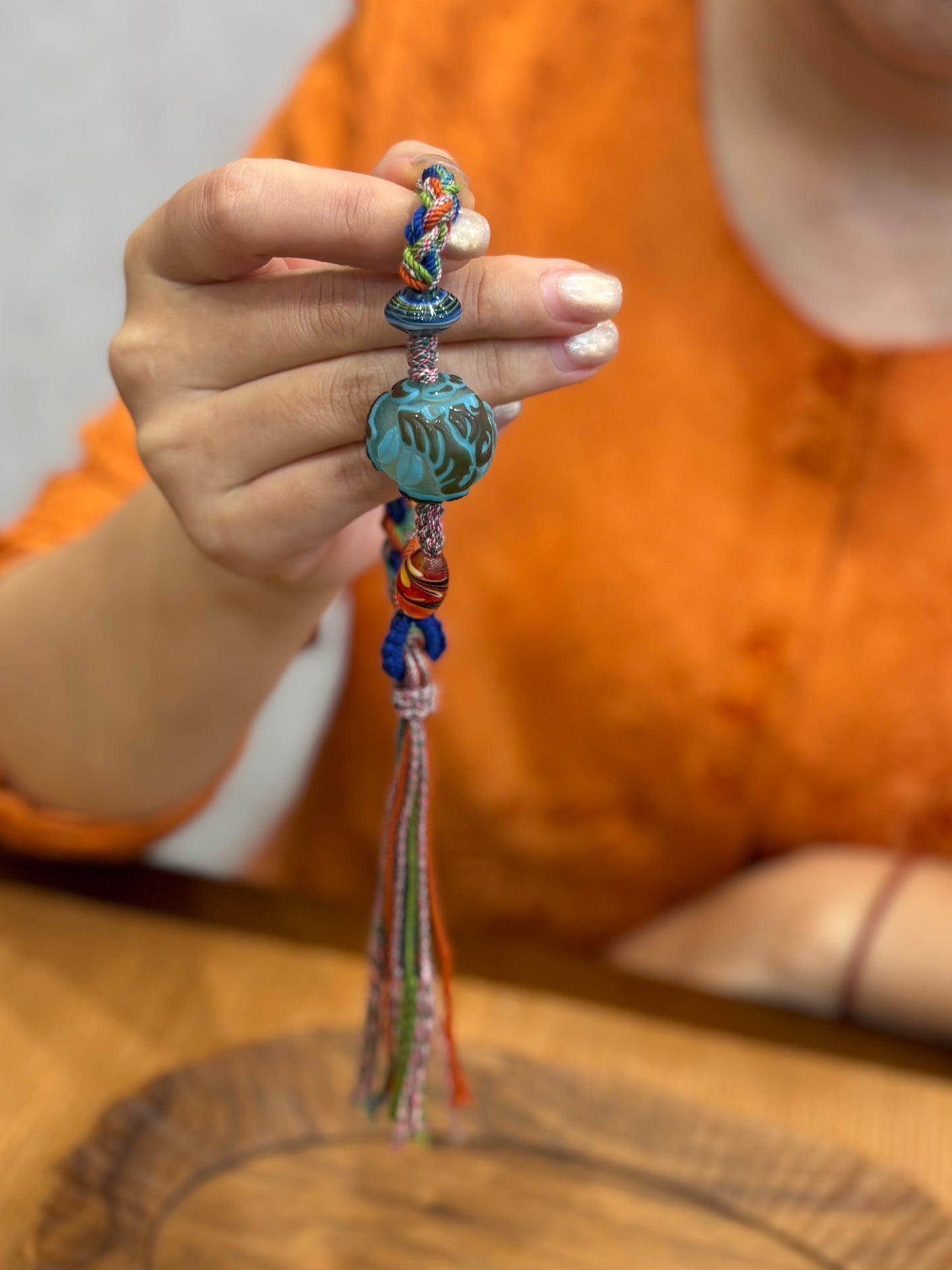 Hand-Knotted Glass Bead Bracelet – Goldfish Pattern Woven Cord Jewelry, Handmade Glass Bracelet