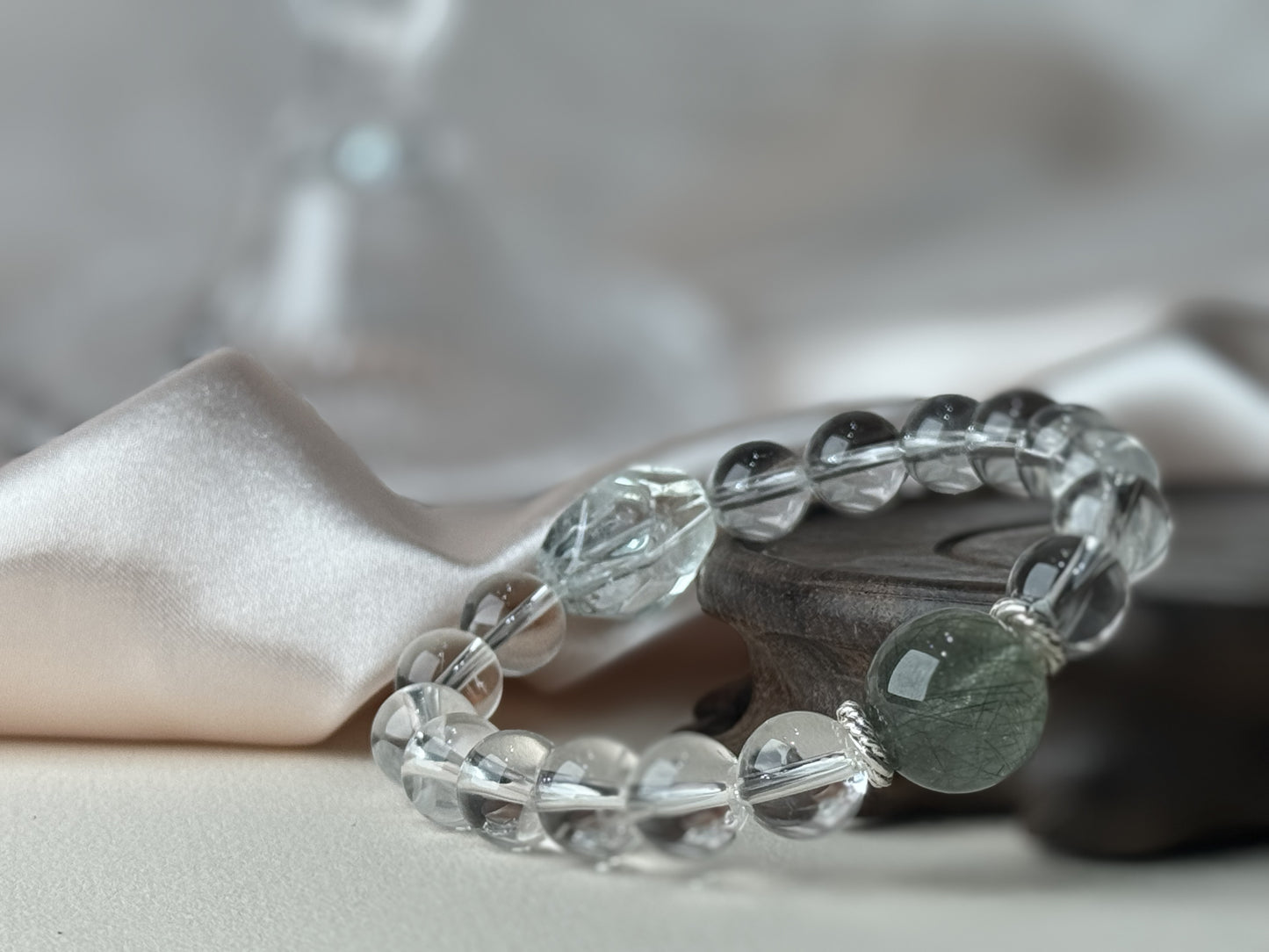 Capricorn✖️Green Rutilated Quartz Stretch-Beaded Bracelet
