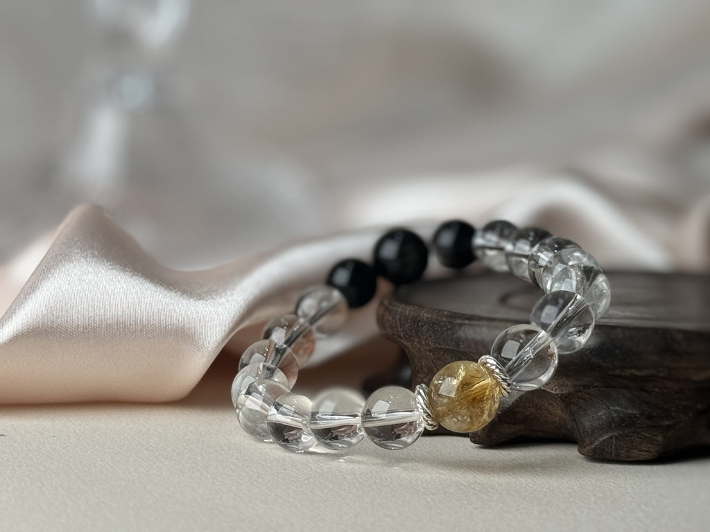 Gemini✖️Yellow Fluorite Quartz Stretch-Beaded Bracelet
