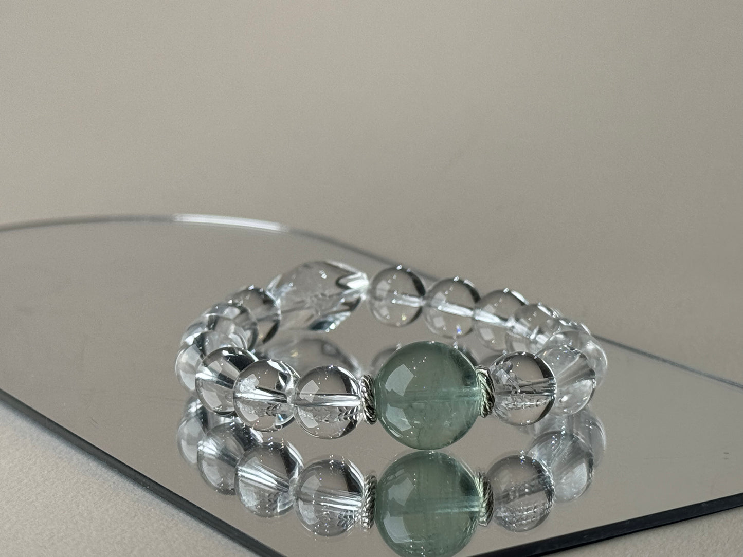 Aquarius✖️Green Fluorite Quartz Stretch-Beaded Bracelet