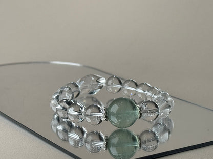 Aquarius✖️Green Fluorite Quartz Stretch-Beaded Bracelet