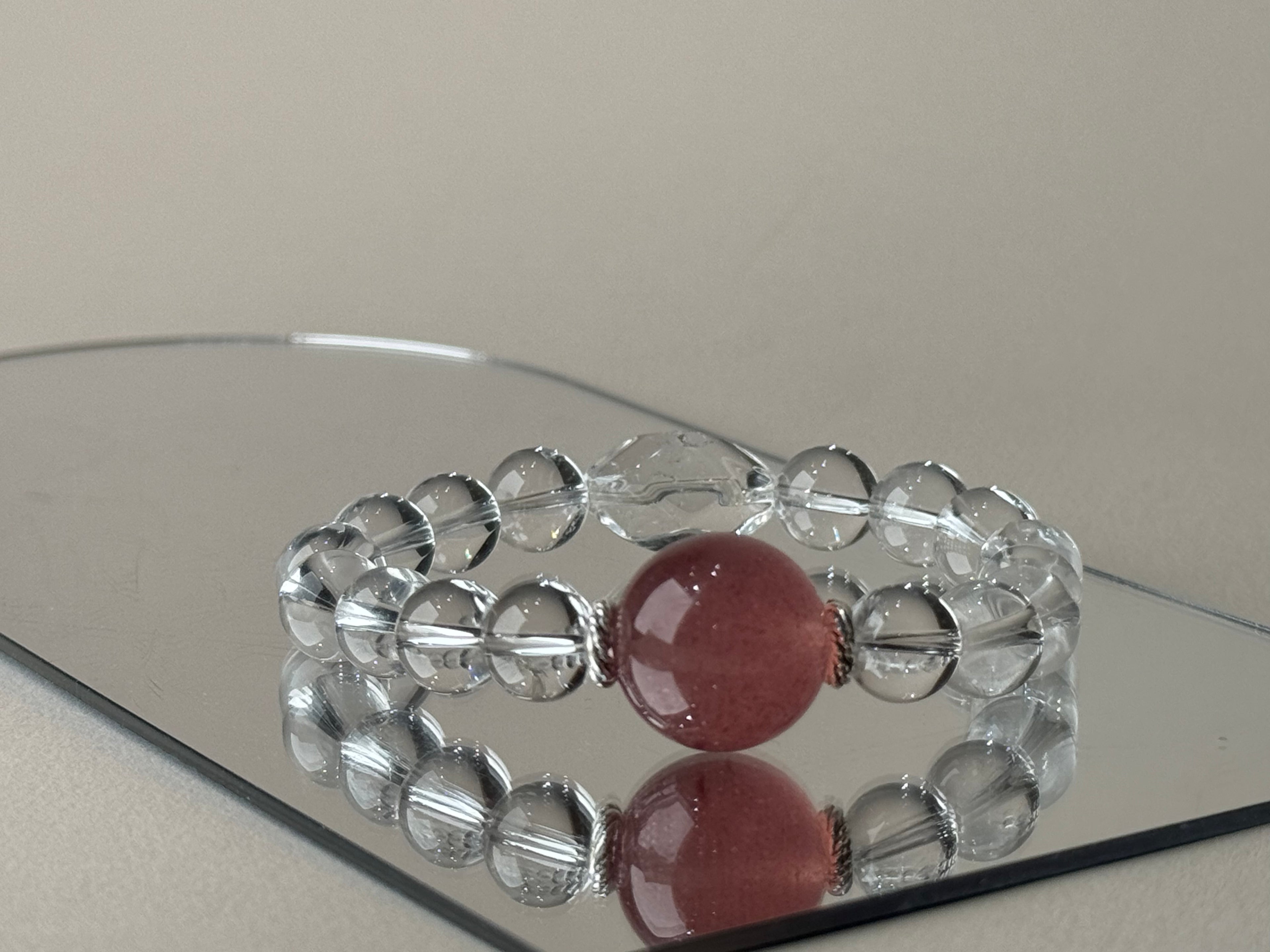 Leo✖️ Natural Strawberry Quartz Stretch-beaded Bracelet