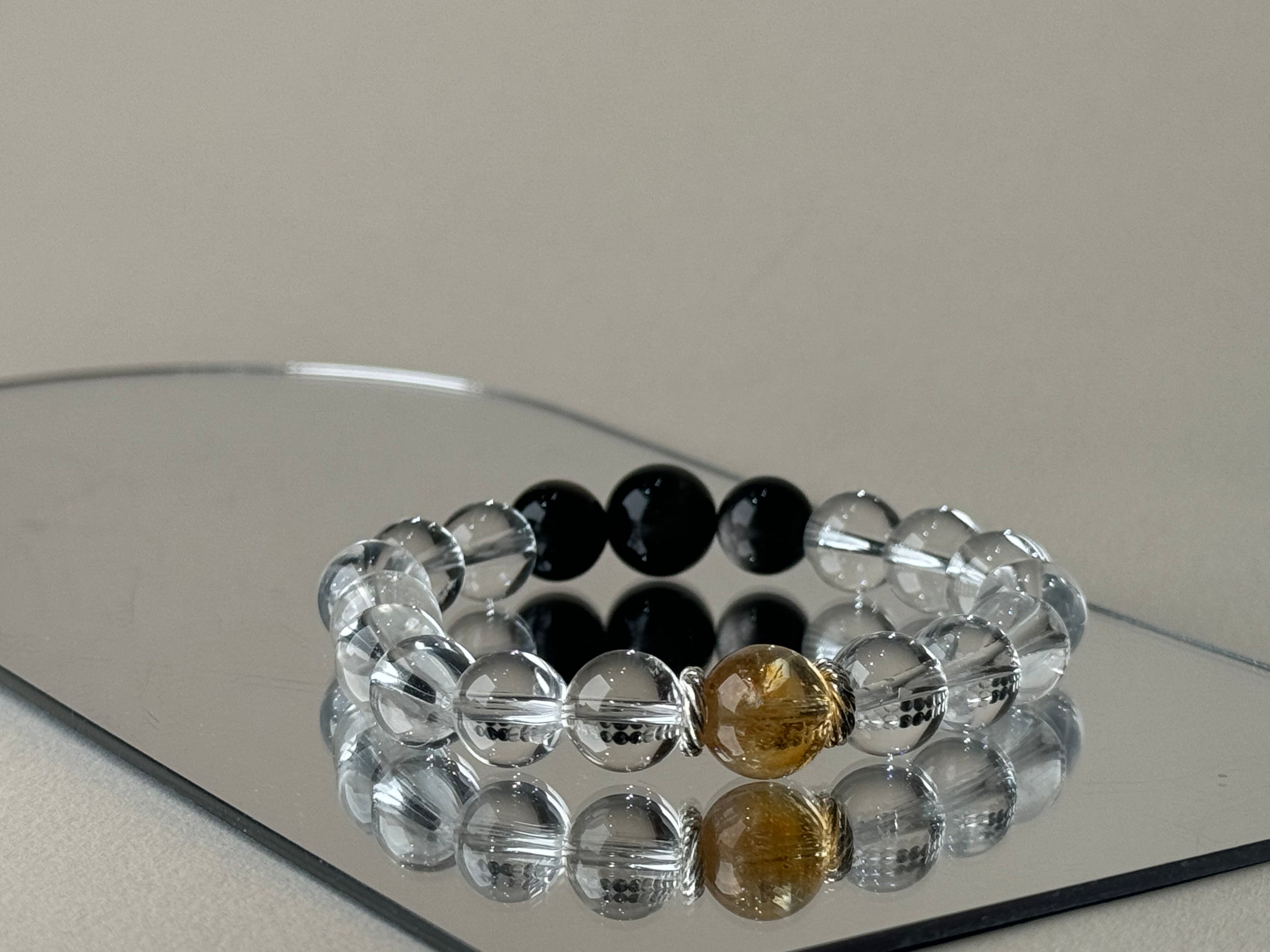Gemini✖️Yellow Fluorite Quartz Stretch-Beaded Bracelet