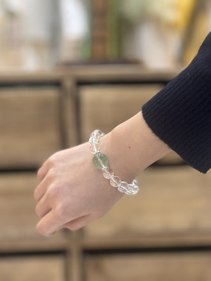Aquarius✖️Green Fluorite Quartz Stretch-Beaded Bracelet