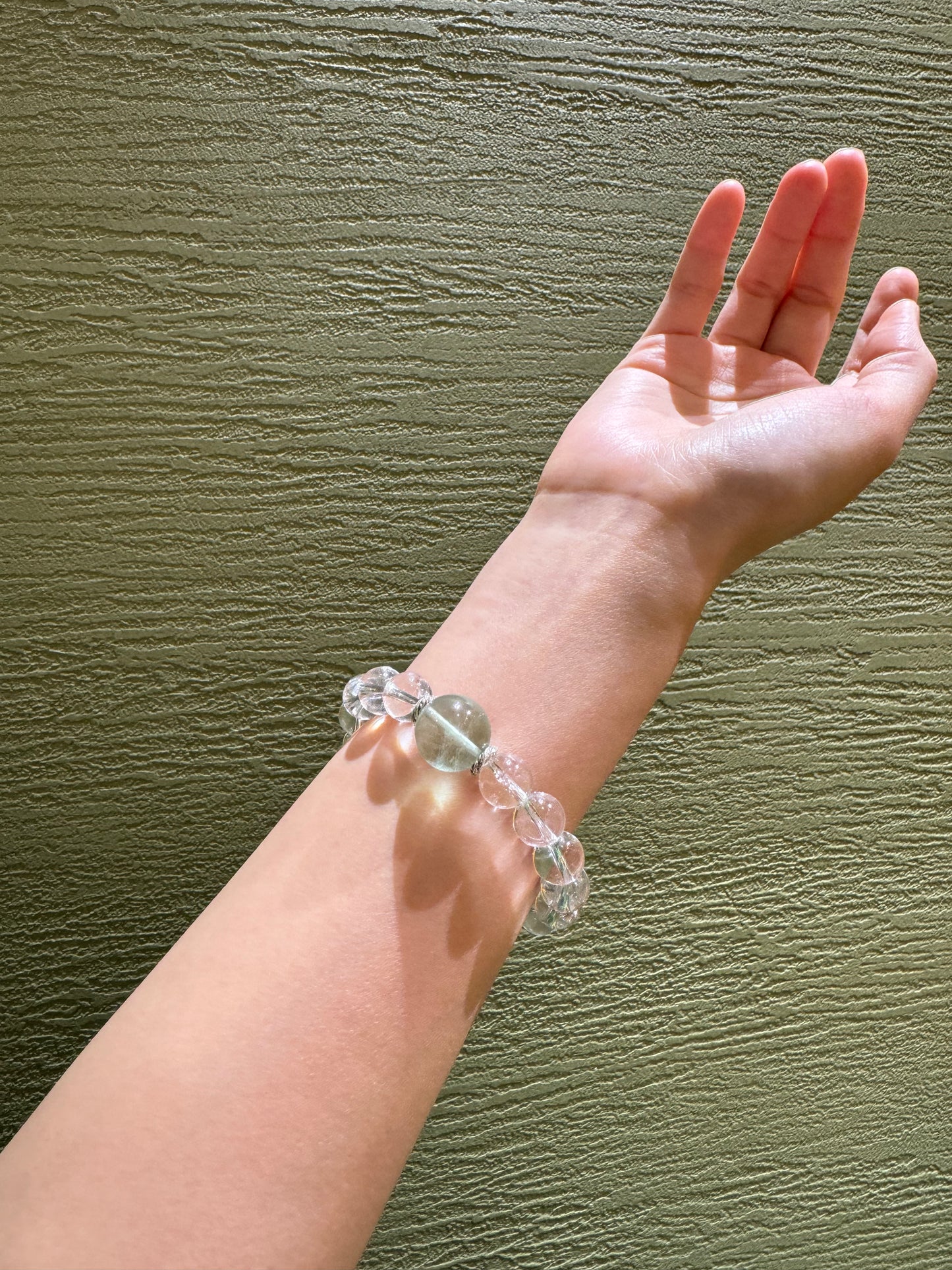 Aquarius✖️Green Fluorite Quartz Stretch-Beaded Bracelet
