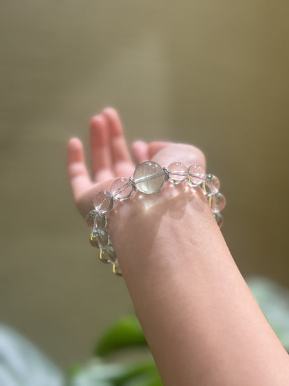 Aquarius✖️Green Fluorite Quartz Stretch-Beaded Bracelet