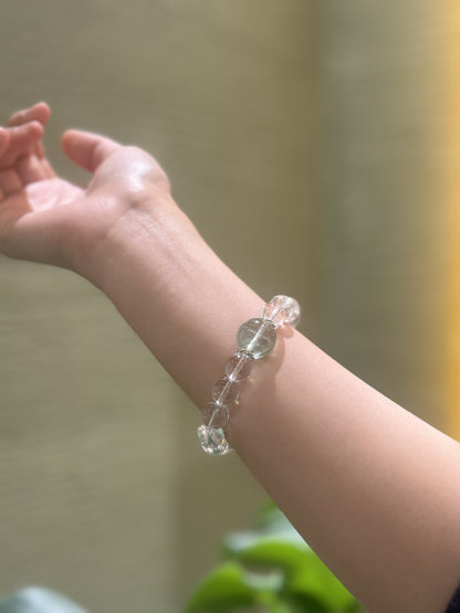 Aquarius✖️Green Fluorite Quartz Stretch-Beaded Bracelet
