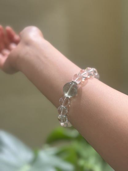 Aquarius✖️Green Fluorite Quartz Stretch-Beaded Bracelet