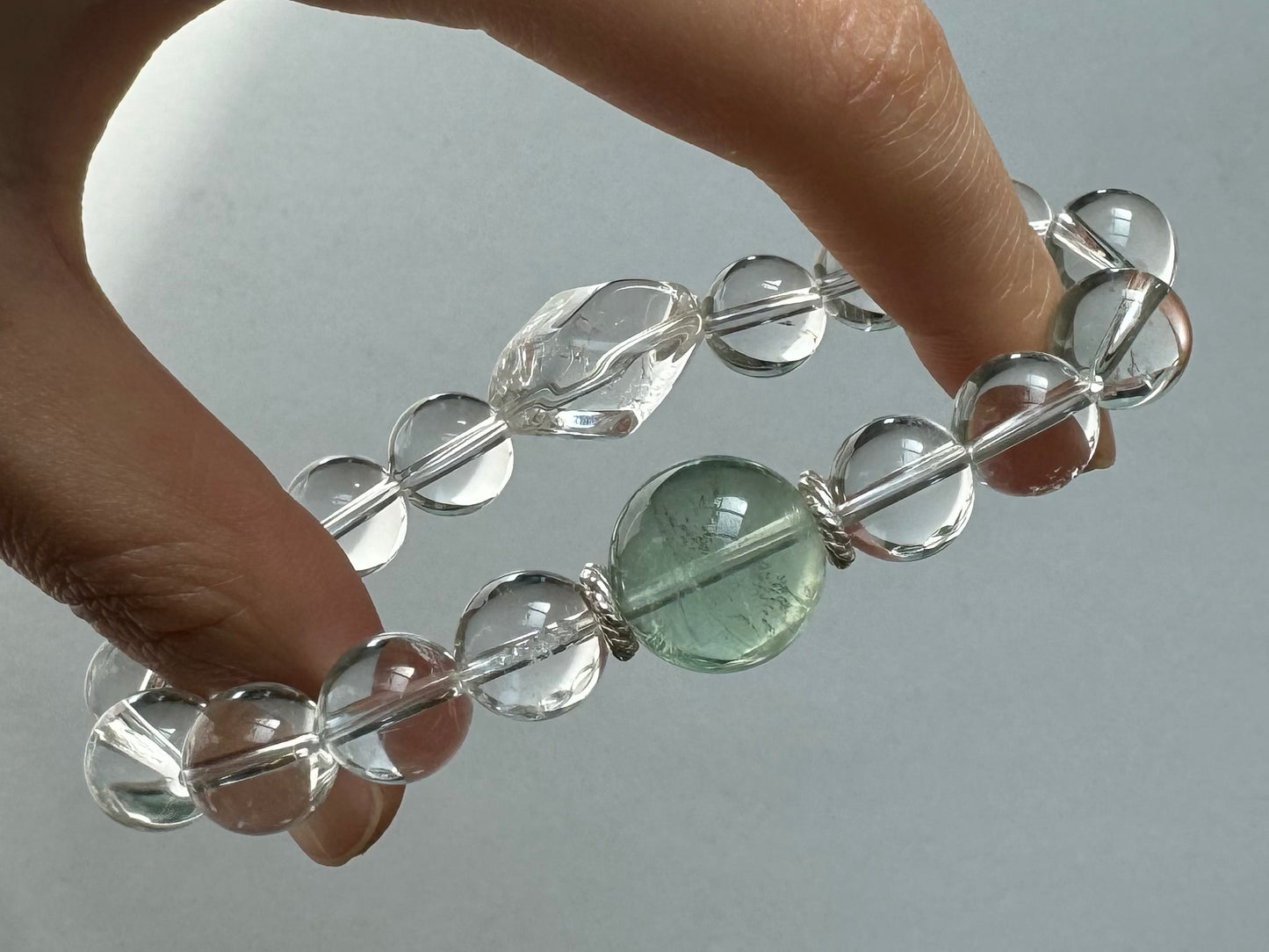 Aquarius✖️Green Fluorite Quartz Stretch-Beaded Bracelet