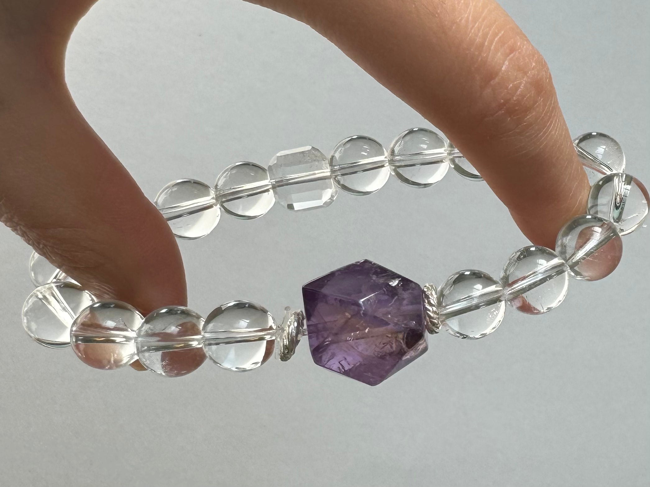 Pisces✖️Amethyst Quartz Stretch-Beaded Bracelet