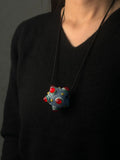 Textured Glass Pendant Necklace