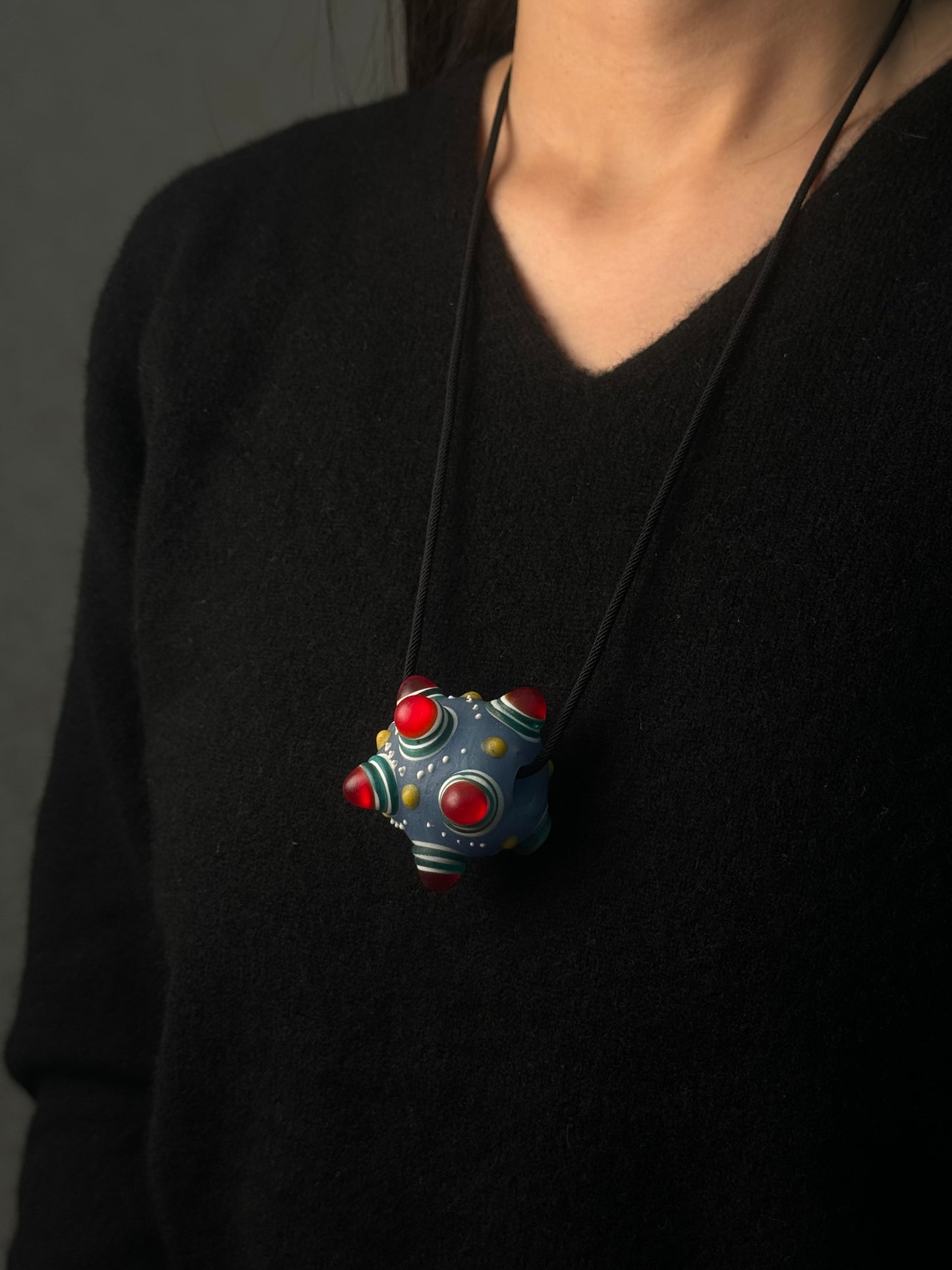 Textured Glass Pendant Necklace