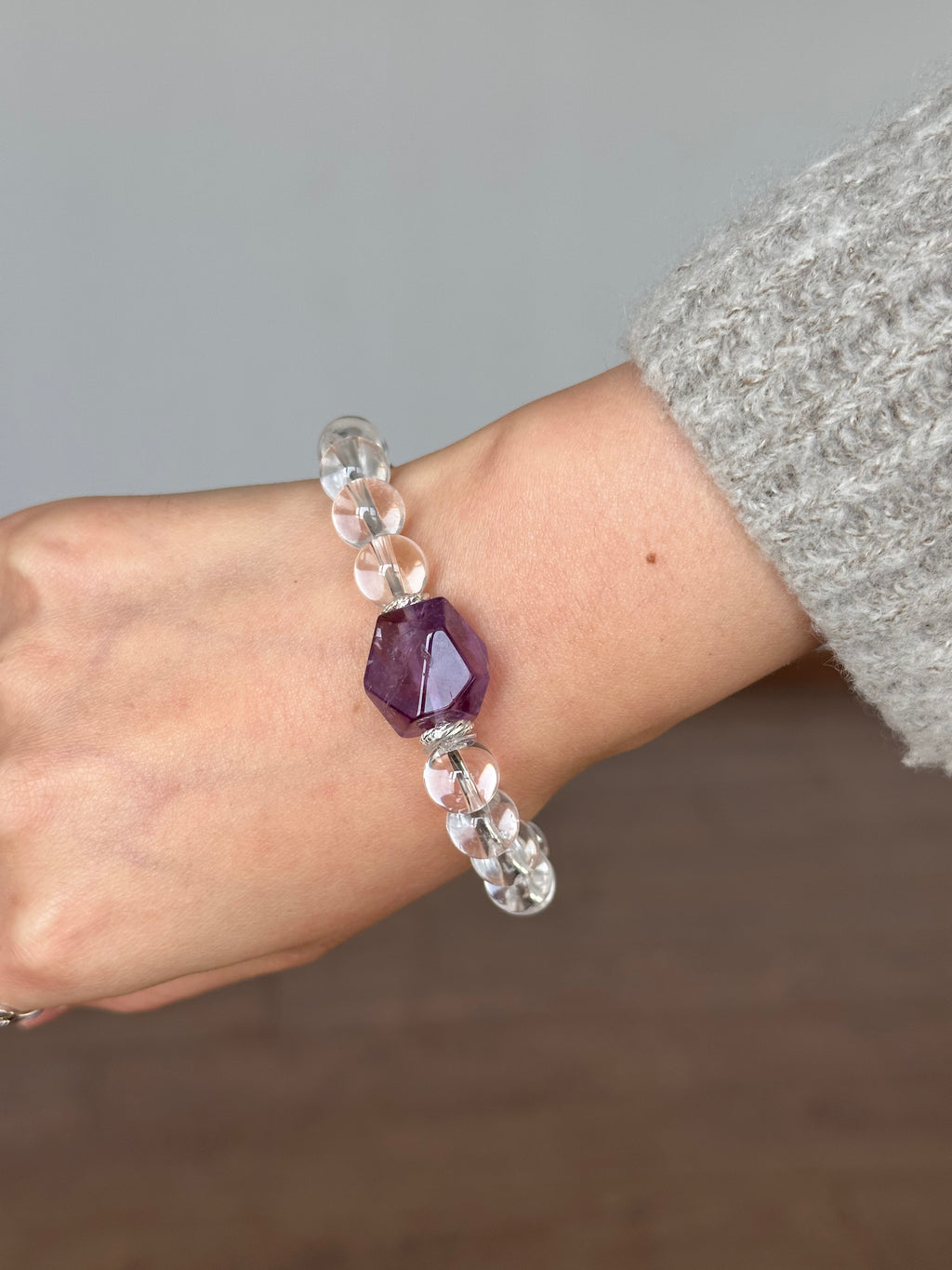 Pisces✖️Amethyst Quartz Stretch-Beaded Bracelet