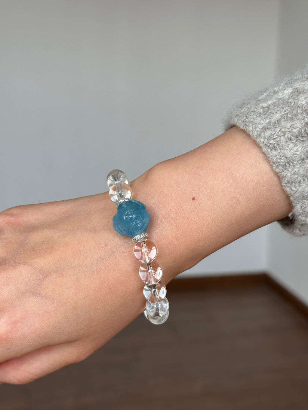 Taurus✖️Aquamarine Stretch-Beaded Bracelet