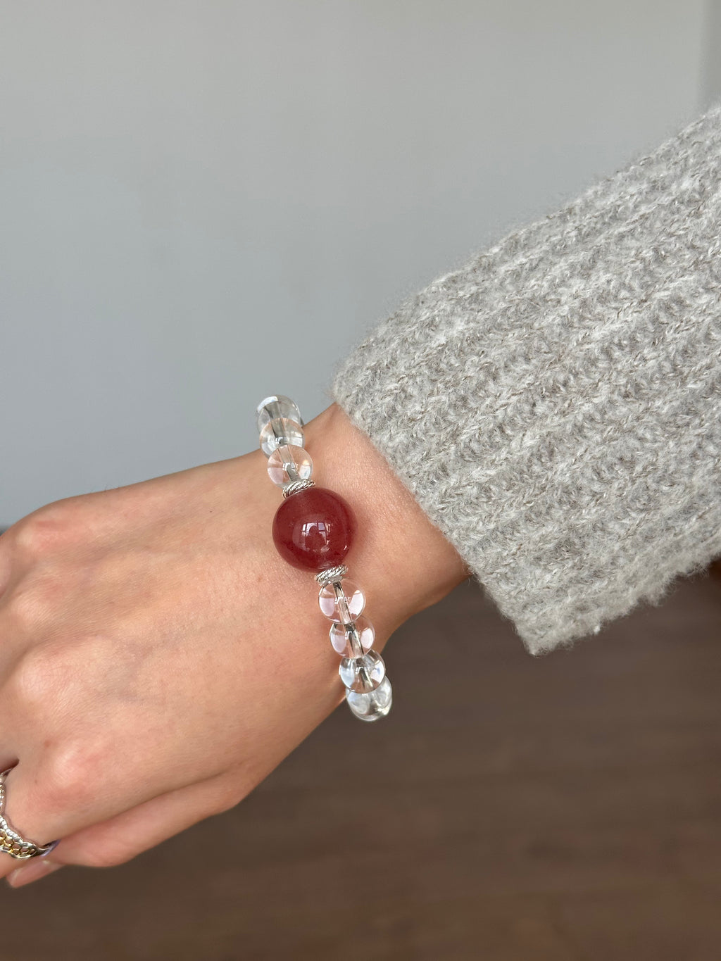 Leo✖️ Natural Strawberry Quartz Stretch-beaded Bracelet