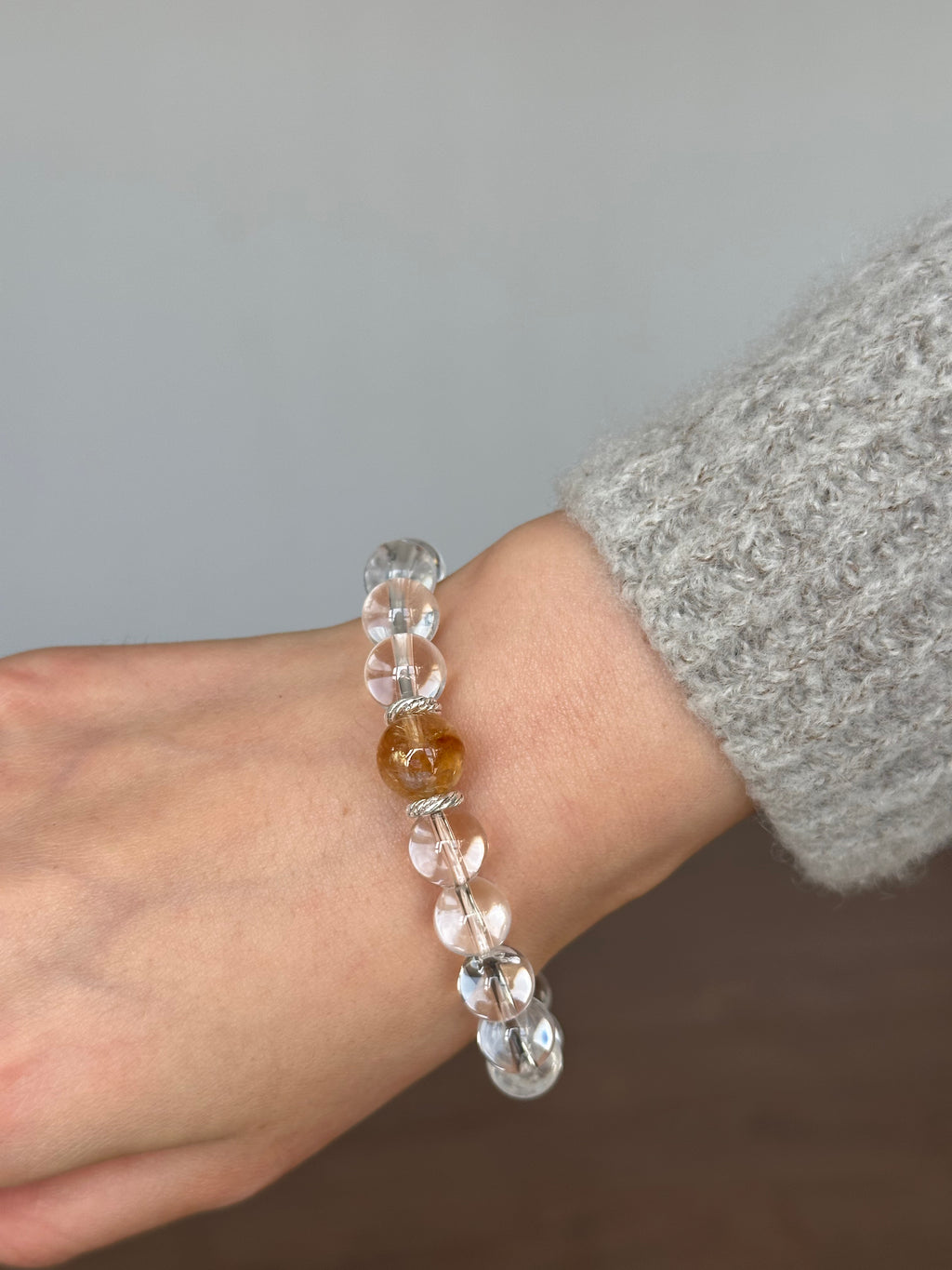 Gemini✖️Yellow Fluorite Quartz Stretch-Beaded Bracelet