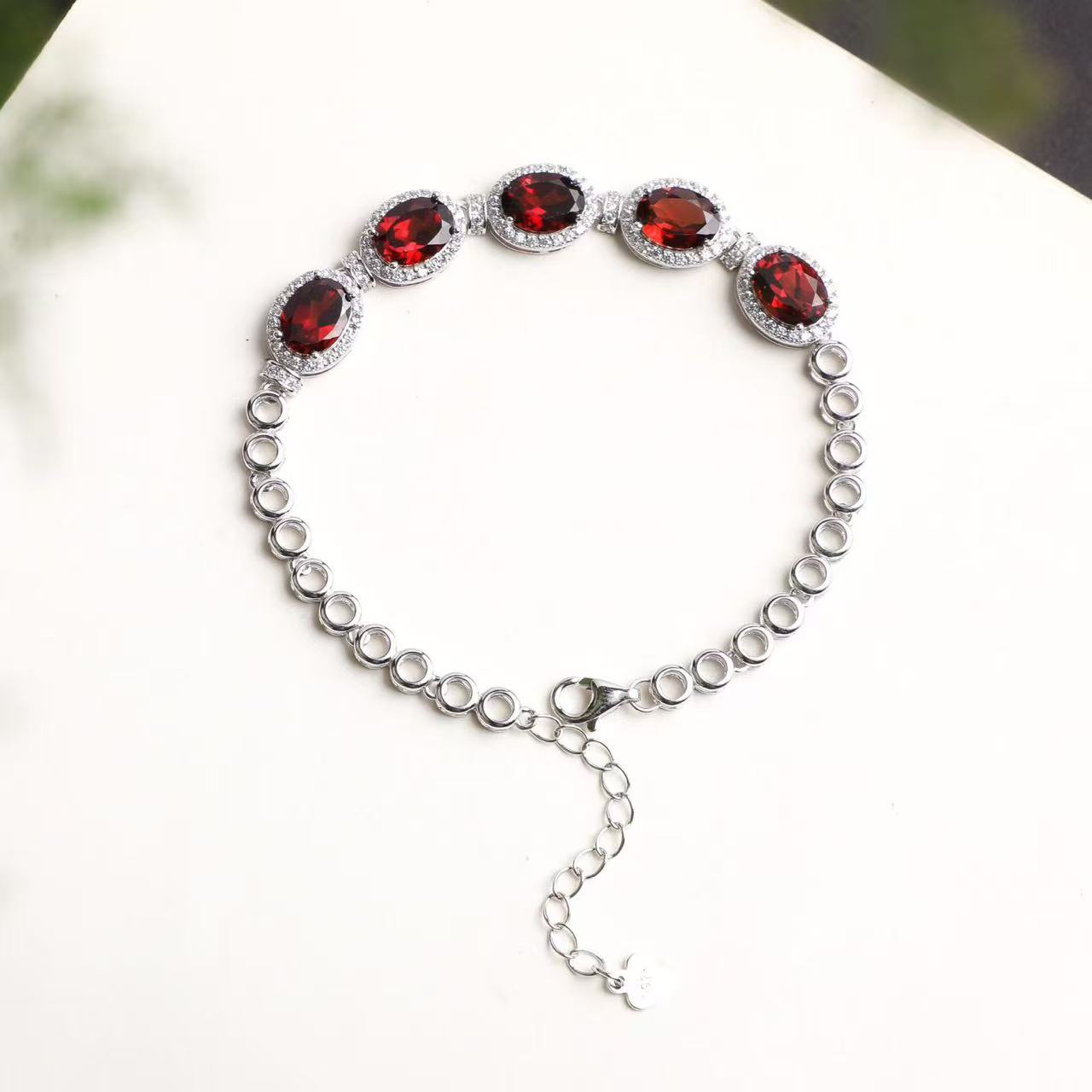 Natural Mozambique Garnet Tennis Bracelet in S925 Sterling Silver – 8.8ct Red Gemstone Bracelet