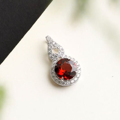 Natural Mozambique Garnet Pear Pendant Necklace in S925 Sterling Silver – 2.3ct Red Gemstone Pendant
