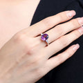 Natural Uruguayan Amethyst Three Stone Ring in S925 Sterling Silver – 8.3ct Purple Gemstone Ring