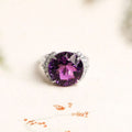 Natural Uruguayan Amethyst Round Ring in S925 Sterling Silver – 13.4ct Purple Gemstone Ring