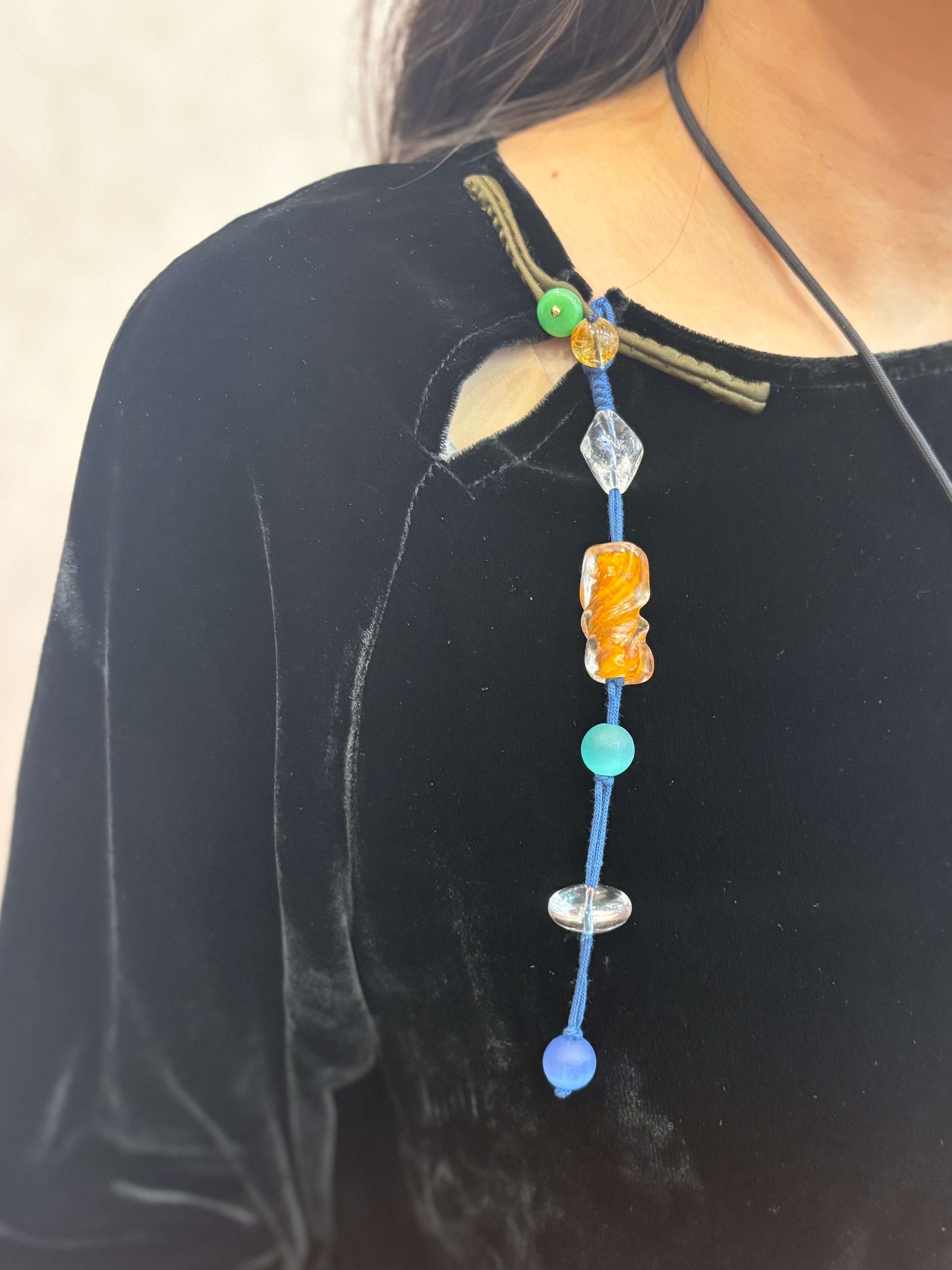 Hand-Knotted Glass Bead Charm – Colorful Collar Ornament & Bag Charm, Handmade Beaded Accessory