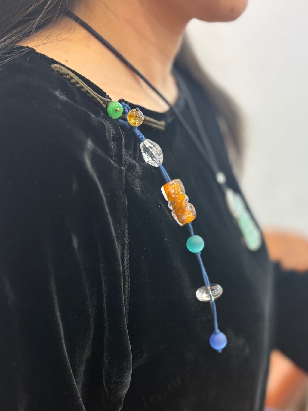 Hand-Knotted Glass Bead Charm – Colorful Collar Ornament & Bag Charm, Handmade Beaded Accessory