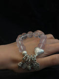 Vintage Handcrafted Silver & Rose Quartz Bracelet – Natural Love Stone Beaded Bracelet
