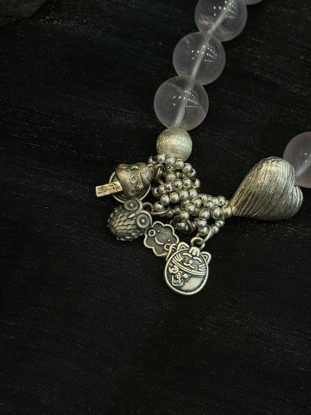 Vintage Handcrafted Silver & Rose Quartz Bracelet – Natural Love Stone Beaded Bracelet