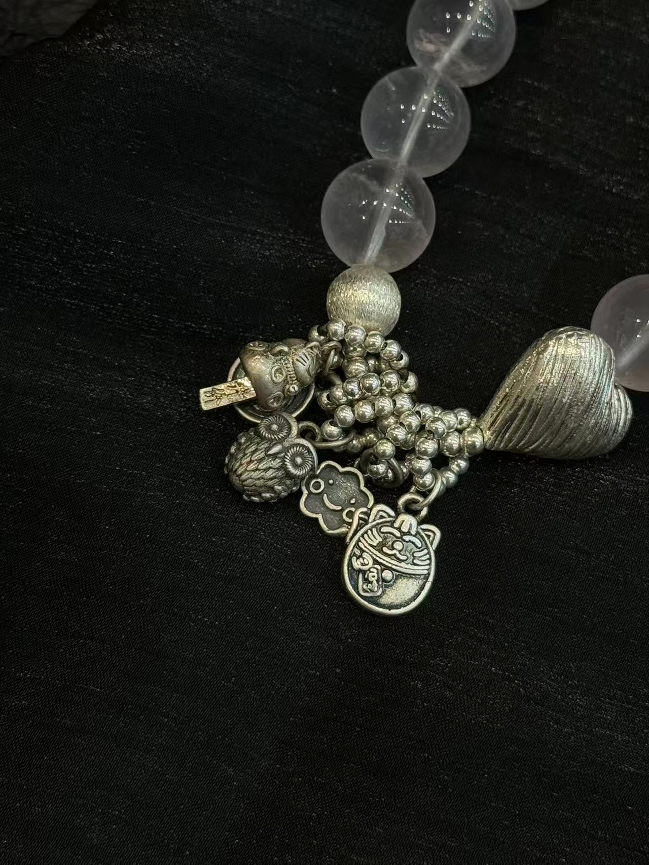 Vintage Handcrafted Silver & Rose Quartz Bracelet – Natural Love Stone Beaded Bracelet