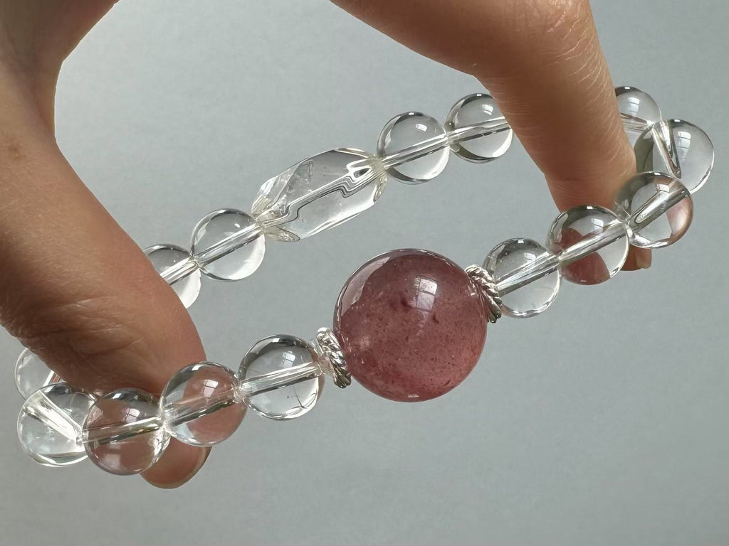 Leo✖️ Natural Strawberry Quartz Stretch-beaded Bracelet