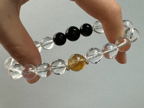 Gemini Yellow Fluorite & Golden Obsidian Stretch Bracelet