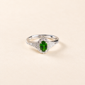Natural chrome diopside halo ring in S925 sterling silver