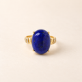 Natural lapis lazuli statement ring in a gold plated setting