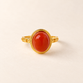 Natural red agate statement ring in a gold plated setting