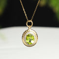 Natural 2.1 carat peridot oval pendant necklace in 925 sterling silver